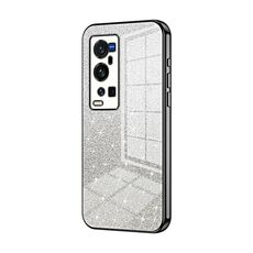 Per vivo X60 Pro+ Custodia per telefono elettrolitico con polvere glitterata sfumata (nero)