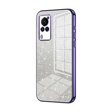 Custodia per telefono elettrolitico in polvere glitterata con schermo curvo per vivo X60 (viola)