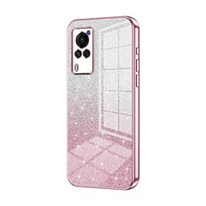 Custodia per telefono elettrolitico in polvere glitterata con schermo curvo per vivo X60 (rosa)