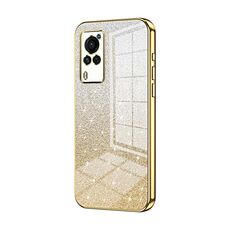 Custodia per telefono elettrolitico in polvere glitterata con schermo curvo per vivo X60 (oro)