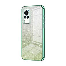 Custodia per telefono elettrolitico in polvere glitterata con schermo curvo per vivo X60 (verde)