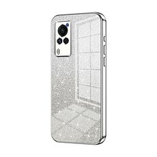 Custodia per telefono elettrolitico in polvere glitterata con schermo curvo per vivo X60 (Argento)