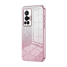 Custodia per telefono elettrolitico in polvere glitter sfumata per vivo X70 Pro (rosa)