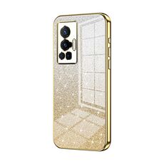 Custodia per telefono elettrolitico in polvere glitterata sfumata per vivo X70 Pro (oro)