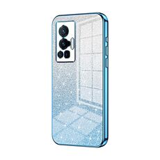 Custodia per telefono elettrolitico in polvere glitter sfumata per vivo X70 Pro (blu)