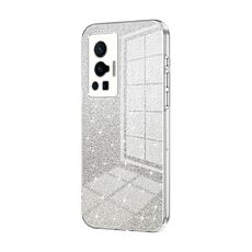 Custodia per telefono elettrolitico in polvere glitter sfumata per vivo X70 Pro (trasparente)