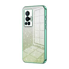 Custodia per telefono elettrolitico in polvere glitter sfumata per vivo X70 Pro (verde)