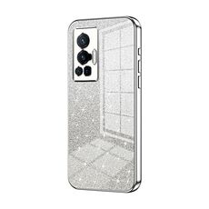 Custodia per telefono elettrolitico in polvere glitter sfumata per vivo X70 Pro (argento)