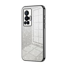 Custodia per telefono elettrolitico in polvere glitterata sfumata per vivo X70 Pro (nera)
