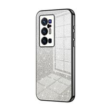 Per vivo X70 Pro+ Custodia per telefono elettrolitico con polvere glitterata sfumata (nera)