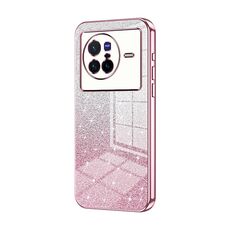 Custodia per telefono elettrolitico in polvere glitterata sfumata per vivo X80 (rosa)