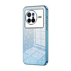 Custodia per telefono elettrolitico in polvere glitter sfumata per vivo X80 (blu)