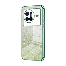 Custodia per telefono elettrolitico in polvere glitter sfumata per vivo X80 (verde)