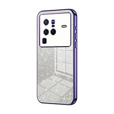 Custodia per telefono elettrolitico in polvere glitter sfumata per vivo X80 Pro (viola)