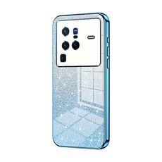 Custodia per telefono elettrolitico in polvere glitter sfumata per vivo X80 Pro (blu)