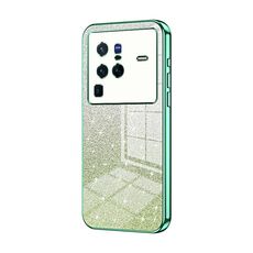 Custodia per telefono elettrolitico in polvere glitter sfumata per vivo X80 Pro (verde)
