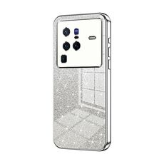 Custodia per telefono elettrolitico in polvere glitter sfumata per vivo X80 Pro (argento)