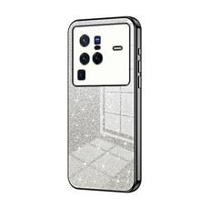 Custodia per telefono elettrolitico in polvere glitter sfumata per vivo X80 Pro (nera)
