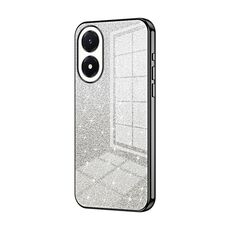 Per vivo Y02s Custodia per telefono elettrolitico con polvere glitterata sfumata (nera)