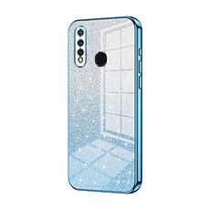 Per vivo Y5s / U3 / Z5i / U20 / Y19 Custodia per telefono elettrolitico con polvere glitterata sfumata (blu)