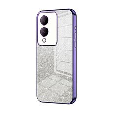 Custodia per telefono elettrolitico in polvere glitter sfumata per vivo Y17s (viola)