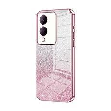 Custodia per telefono elettrolitico in polvere glitter sfumata per vivo Y17s (rosa)