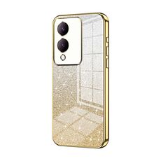 Per vivo Y17s Custodia per telefono elettrolitico con polvere glitterata sfumata (Oro)