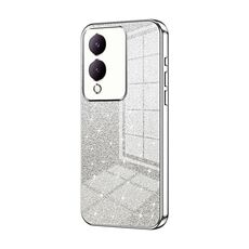 Custodia per telefono elettrolitico in polvere glitter sfumata per vivo Y17s (argento)