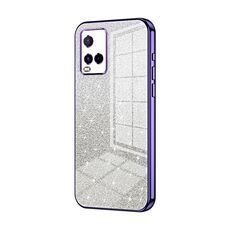 Custodia per telefono elettrolitico con polvere glitterata sfumata India per vivo Y21 / Y33s / Y21s / T1x (viola)