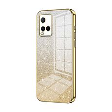 Custodia per telefono elettrolitico con polvere glitterata sfumata India per vivo Y21 / Y33s / Y21s / T1x (Oro)