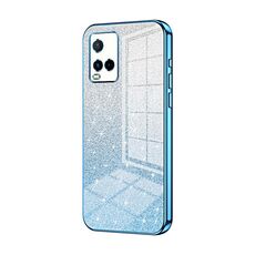 Per vivo Y21 / Y33s / Y21s / T1x India Gradient Glitter Powder Custodia per telefono elettrolitico (blu)