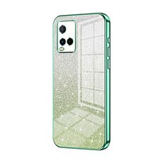 Custodia per telefono elettrolitico con polvere glitterata sfumata India per vivo Y21 / Y33s / Y21s / T1x (verde)