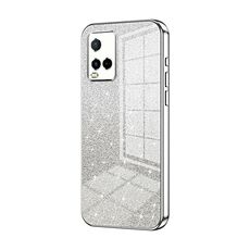 Custodia per telefono elettrolitico con polvere glitterata sfumata India per vivo Y21 / Y33s / Y21s / T1x (Argento)