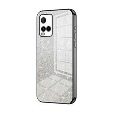Per vivo Y21 / Y33s / Y21s / T1x India Gradient Glitter Powder Custodia per telefono elettrolitico (Nero)