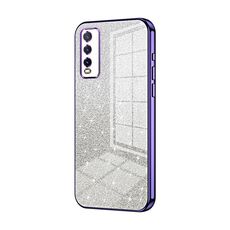 Per vivo Y20 / Y20i / Y20s / iQOO U1x Custodia per telefono elettrolitico con polvere glitterata sfumata (viola)
