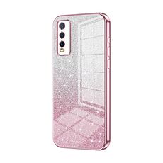 Per vivo Y20 / Y20i / Y20s / iQOO U1x Custodia per telefono elettrolitico con polvere glitterata sfumata (rosa)