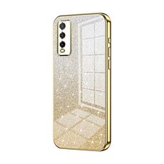 Per vivo Y20 / Y20i / Y20s / iQOO U1x Custodia per telefono elettrolitico con polvere glitterata sfumata (Oro)