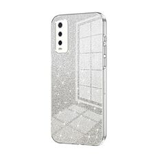 Per vivo Y20 / Y20i / Y20s / iQOO U1x Custodia per telefono elettrolitico con polvere glitterata sfumata (trasparente)