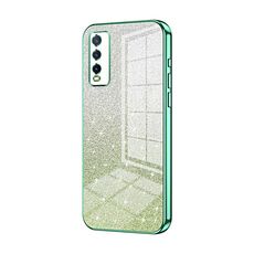 Per vivo Y20 / Y20i / Y20s / iQOO U1x Custodia per telefono elettrolitico con polvere glitterata sfumata (verde)