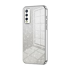 Per vivo Y20 / Y20i / Y20s / iQOO U1x Custodia per telefono elettrolitico con polvere glitterata sfumata (Argento)