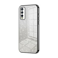 Per vivo Y20 / Y20i / Y20s / iQOO U1x Custodia per telefono elettrolitico con polvere glitterata sfumata (Nero)