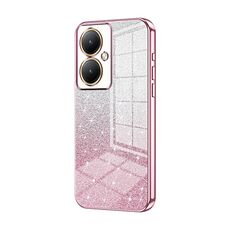 Per vivo Y35M+ / Y35+ / Y27 4G Custodia per telefono elettrolitica con polvere glitterata sfumata (rosa)