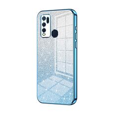 Custodia per telefono elettrolitico in polvere glitterata sfumata per vivo Y50 / Y30 (blu)