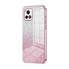 Per vivo Y52s 5G / Y52s T1 / iQOO U3 Custodia per telefono elettrolitico con polvere glitterata sfumata (rosa)