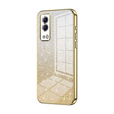 Per vivo Y53s 5G / T1x 5G / iQOO Z5x Custodia per telefono elettrolitico con polvere glitterata sfumata (Oro)