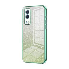 Per vivo Y53s 5G / T1x 5G / iQOO Z5x Custodia per telefono elettrolitico con polvere glitterata sfumata (verde)