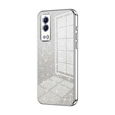 Per vivo Y53s 5G / T1x 5G / iQOO Z5x Custodia per telefono elettrolitico con polvere glitterata sfumata (Argento)