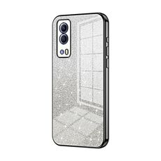 Per vivo Y53s 5G / T1x 5G / iQOO Z5x Custodia per telefono elettrolitico con polvere glitterata sfumata (Nero)