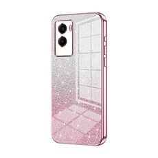 Custodia per telefono elettrolitica in polvere glitterata sfumata per vivo Y55s 2021 / Y72t (rosa)