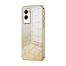 Per vivo Y55s 2021 / Y72t Custodia per telefono elettrolitica con polvere glitterata sfumata (Oro)